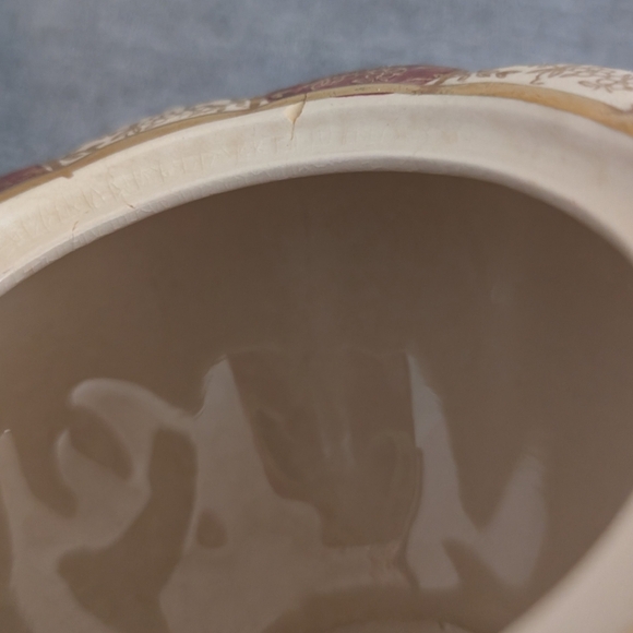 Arthur Wood Red and White Striped Porcelain Teapot with Gold Floral Design, 4278 - Picture 6 of 9